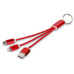 Metal 3 in 1 Charging Cable with Key Ring - Engraved - Image 2